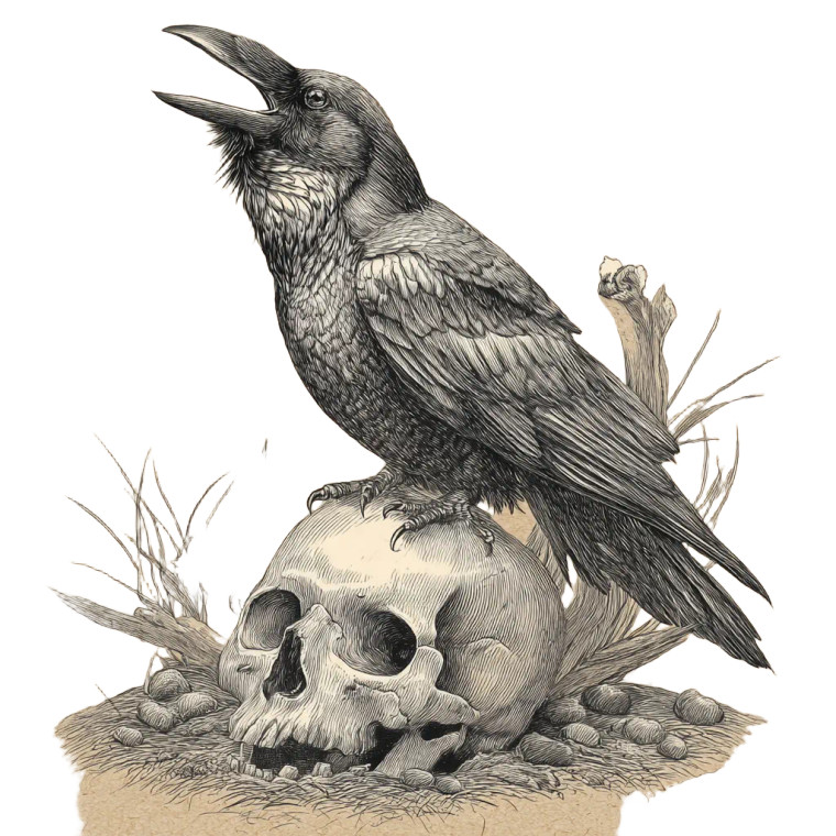 Vintage Raven Drawing Vinyl Car Decal Sticker – Waterproof & UV-Resistant 3.4133333333333336"