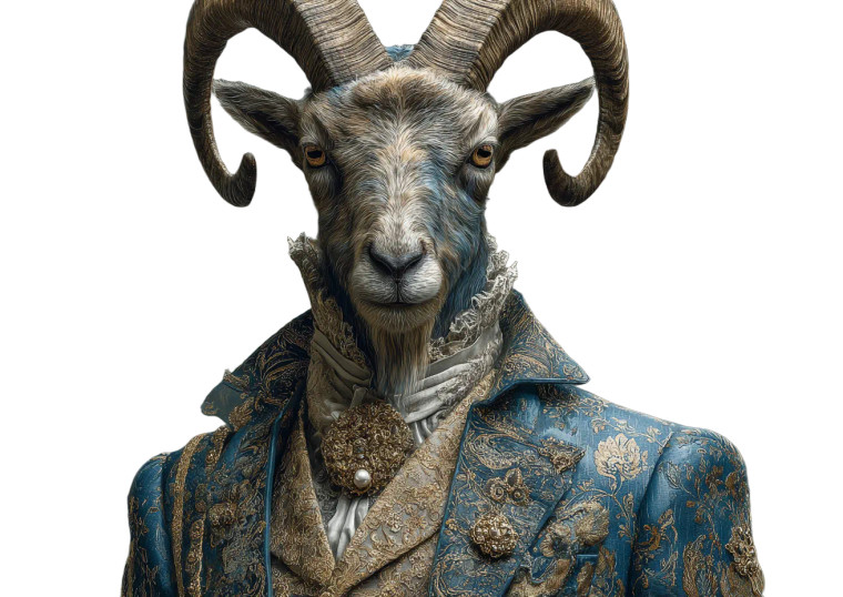 Rococo Ibex Portrait Vinyl Car Decal Sticker – Waterproof & UV-Resistant 3.0933333333333333"