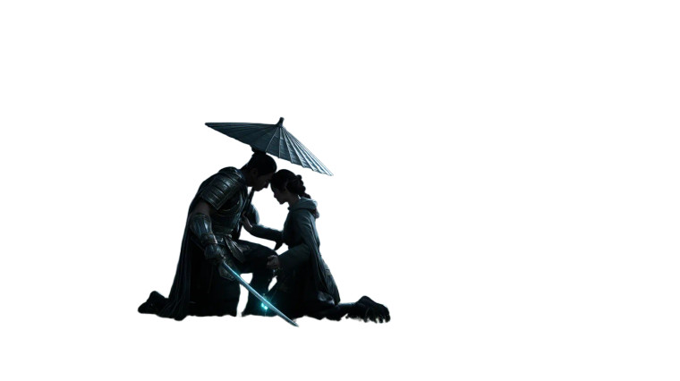 Armored Swordsman Umbrella Vinyl Car Decal Sticker – Waterproof & UV-Resistant 2.72"