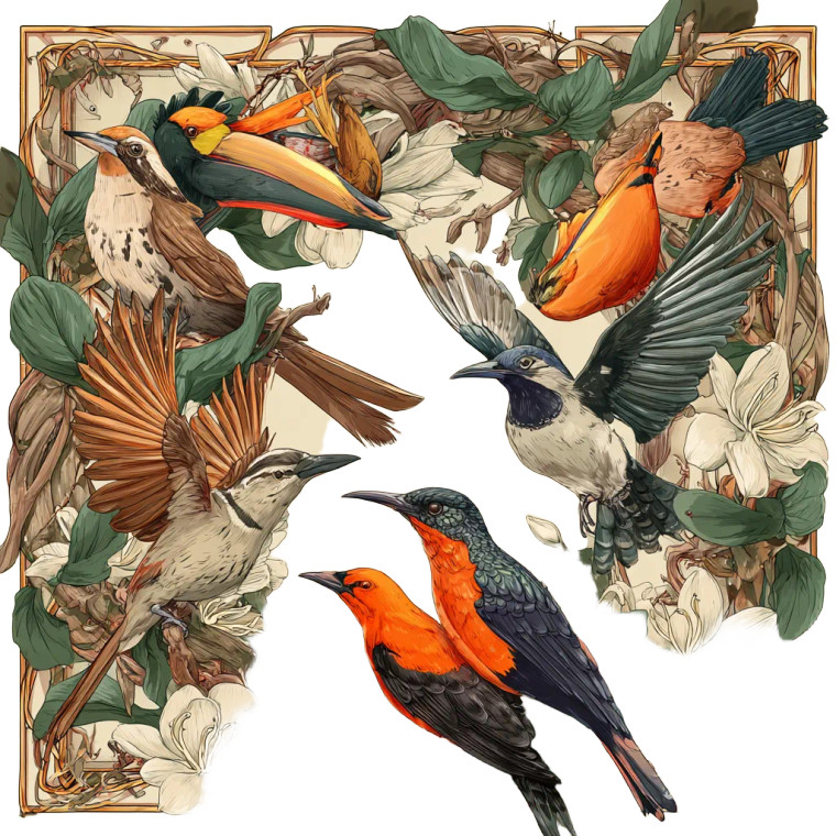 Vintage Bird Scarf Vinyl Car Decal Sticker – Waterproof & UV-Resistant 6.826666666666667"