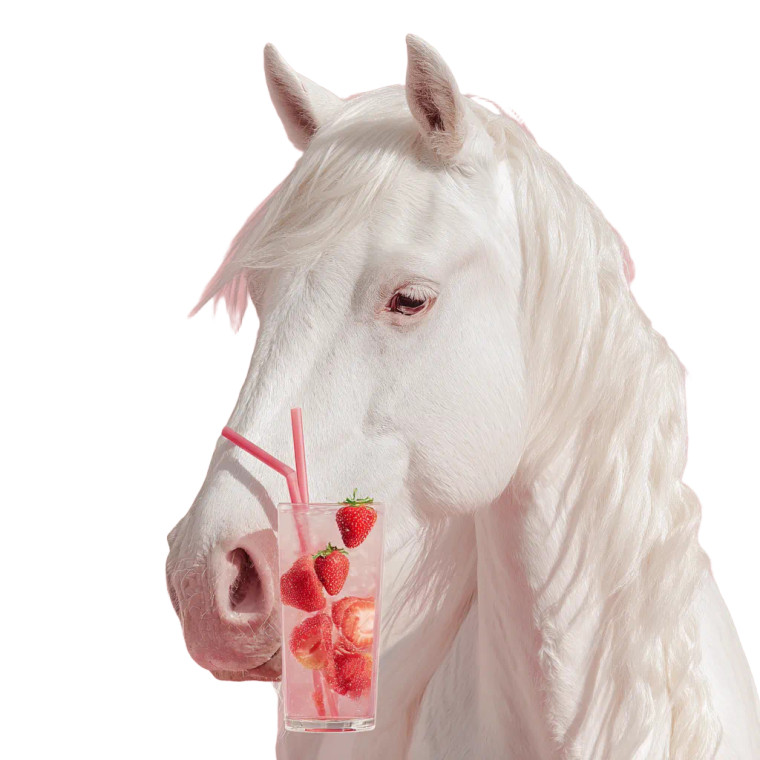Horse With Cocktail Vinyl Car Decal Sticker – Waterproof & UV-Resistant 3.4133333333333336"