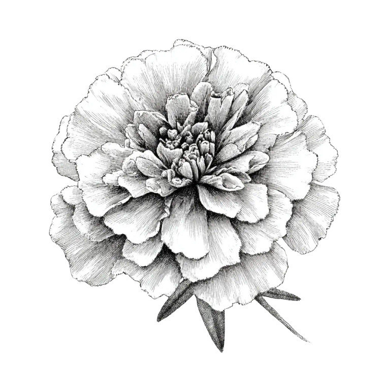 Marigold Illustration Vinyl Car Decal Sticker – Waterproof & UV-Resistant 3.4133333333333336"