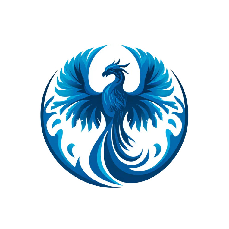 Blue Phoenix Logo Vinyl Car Decal Sticker – Waterproof & UV-Resistant 6.826666666666667"