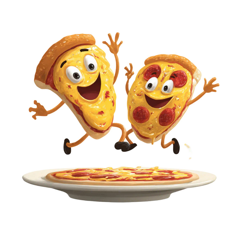 Jumping Pizza Cartoon Vinyl Car Decal Sticker – Waterproof & UV-Resistant 3.4133333333333336"