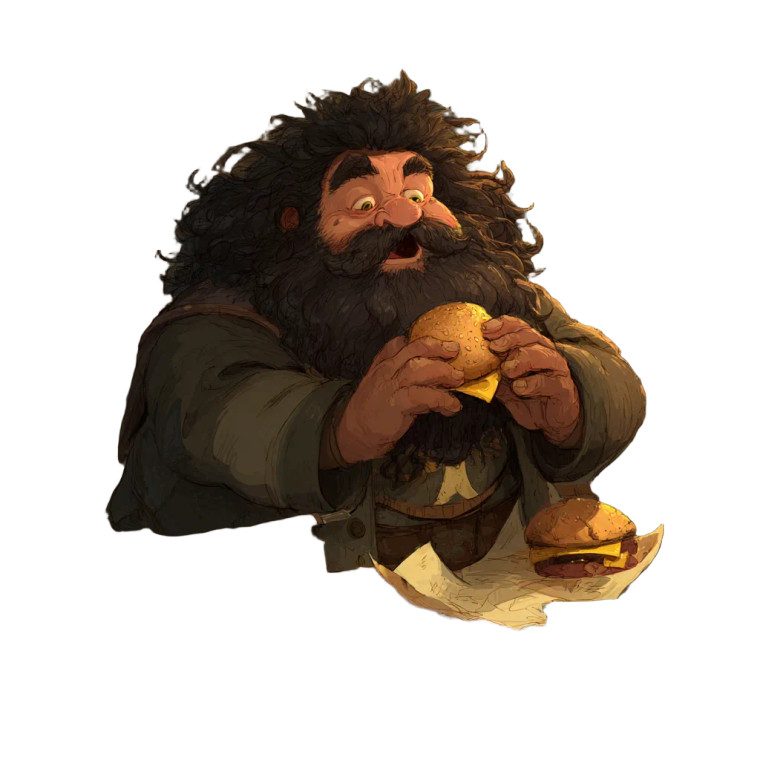 Hagrid Eating Vinyl Car Decal Sticker – Waterproof & UV-Resistant 3.4133333333333336"