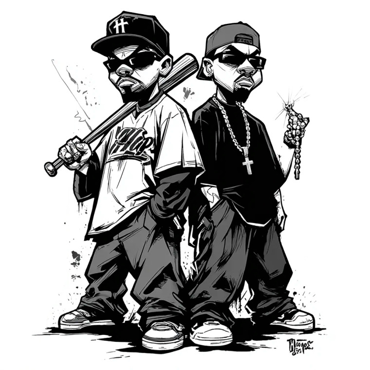 Chicano Cartoon Duo Vinyl Car Decal Sticker – Waterproof & UV-Resistant 6.826666666666667"