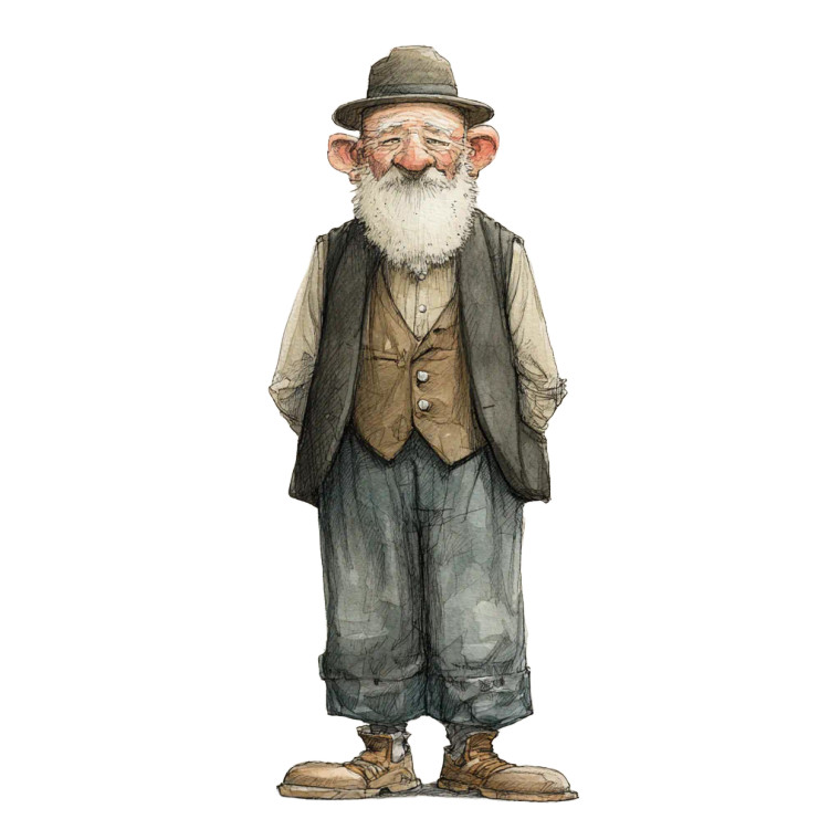 Old Man Illustration V3 Vinyl Car Decal Sticker – Waterproof & UV-Resistant 3.4133333333333336"