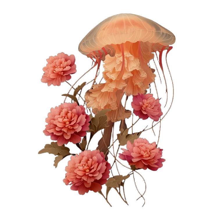 Floral Jellyfish Vinyl Car Decal Sticker – Waterproof & UV-Resistant 6.826666666666667"