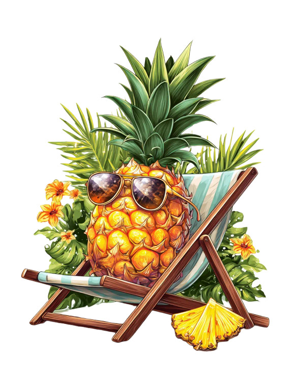 Pineapple On Deckchair Vinyl Car Decal Sticker – Waterproof & UV-Resistant 4.1066666666666665"