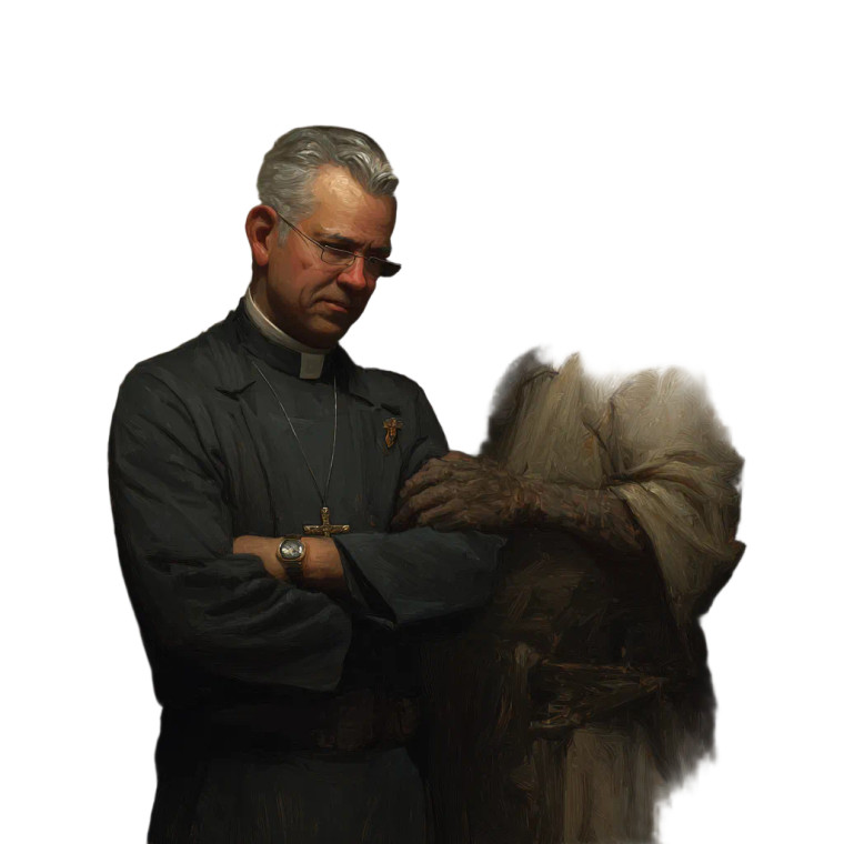 Priest Embracing Demon Vinyl Car Decal Sticker – Waterproof & UV-Resistant 3.4133333333333336"