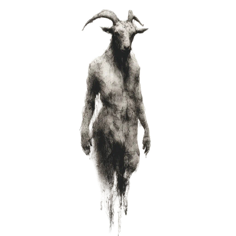 Gothic Grungy Goatman Vinyl Car Decal Sticker – Waterproof & UV-Resistant 3.4133333333333336"