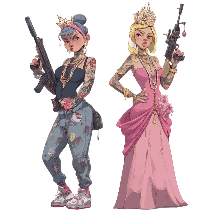 Princess Gangsters Vinyl Car Decal Sticker – Waterproof & UV-Resistant 3.4133333333333336"