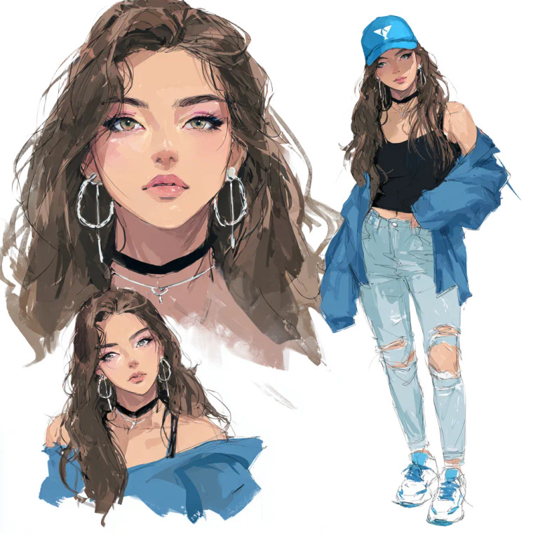 Illustrated Girl Portraits Vinyl Car Decal Sticker – Waterproof & UV-Resistant 3.4133333333333336"