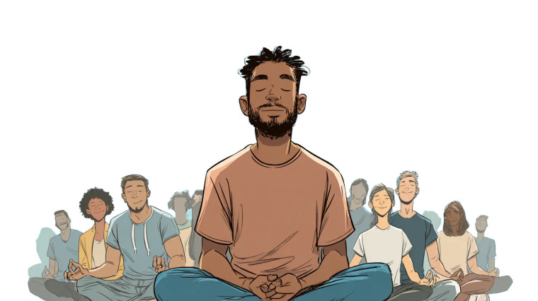 Meditating Tan Man Vinyl Car Decal Sticker – Waterproof & UV-Resistant 2.72"