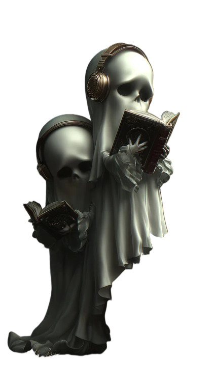 Spooky Library Ghost V2 Vinyl Car Decal Sticker – Waterproof & UV-Resistant 9.706666666666667"