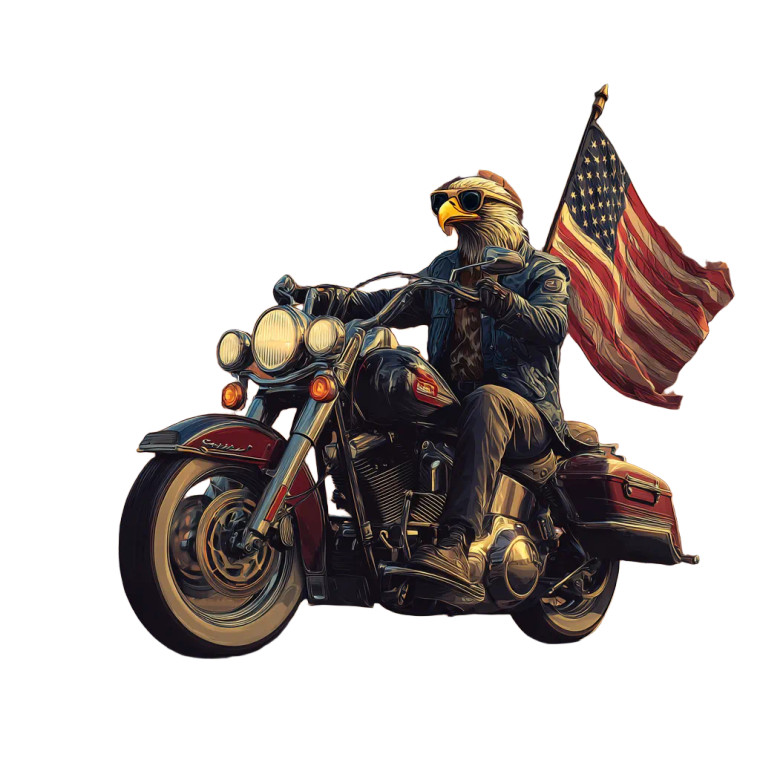 Eagle Biker Patriot Vinyl Car Decal Sticker – Waterproof & UV-Resistant 6.826666666666667"