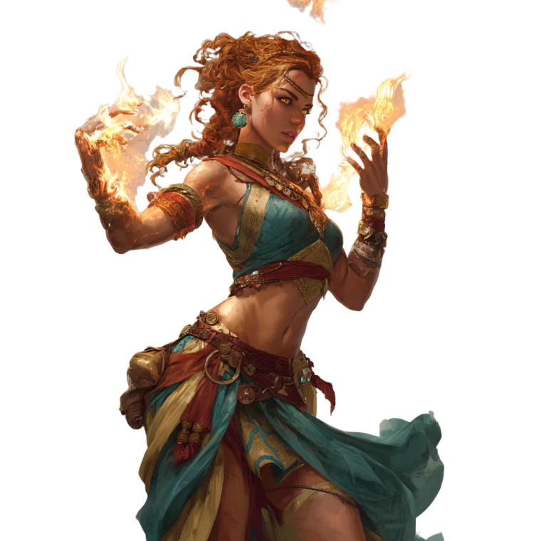 Fire Genasi Druid Vinyl Car Decal Sticker – Waterproof & UV-Resistant 3.4133333333333336"