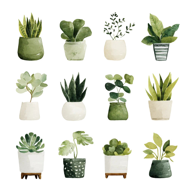 Potted Green Plants Vinyl Car Decal Sticker – Waterproof & UV-Resistant 3.4133333333333336"