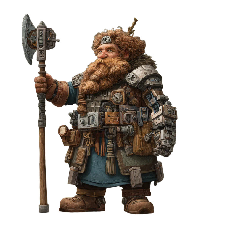 Steampunk Dwarf Warrior V3 Vinyl Car Decal Sticker – Waterproof & UV-Resistant 6.826666666666667"