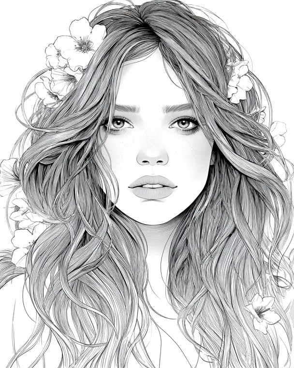 Floral Hair Portrait Vinyl Car Decal Sticker – Waterproof & UV-Resistant 4.0"