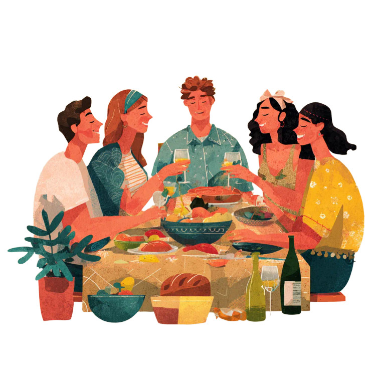 Friends Dining Vinyl Car Decal Sticker – Waterproof & UV-Resistant 6.826666666666667"