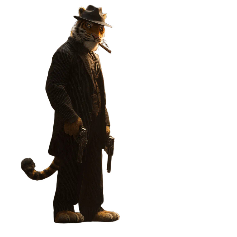 Gangster Tiger Noir Vinyl Car Decal Sticker – Waterproof & UV-Resistant 3.4133333333333336"