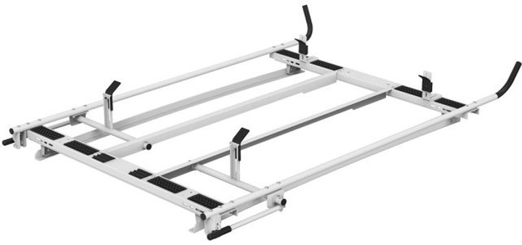 Fits 2010-2021 Ford Transit Connect Holman Ladder Rack 4TCSCC Clamp And Lock; Rain Gutter Mount; Multi-Fit; Passenger And Driver Side; Powder Coated; White; Steel