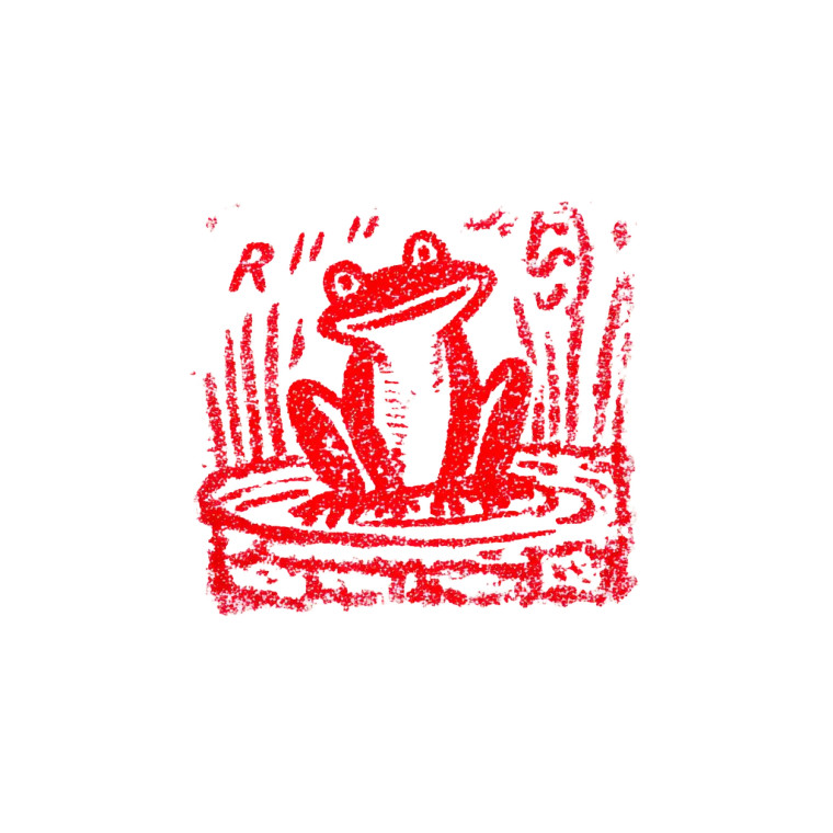 Vintage Frog Stamp Vinyl Car Decal Sticker – Waterproof & UV-Resistant 3.4133333333333336"