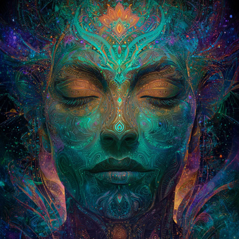 Psychedelic Tribal Woman Vinyl Car Decal Sticker – Waterproof & UV-Resistant 3.4133333333333336"