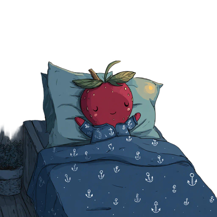 Cartoon Strawberry In Bed Vinyl Car Decal Sticker – Waterproof & UV-Resistant 3.4133333333333336"