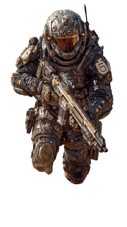 Futuristic Soldier Firing V3 Vinyl Car Decal Sticker – Waterproof & UV-Resistant 9.706666666666667"