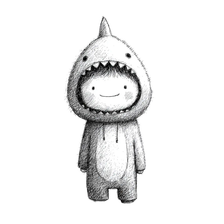 Shark Suit Sketch Vinyl Car Decal Sticker – Waterproof & UV-Resistant 3.4133333333333336"