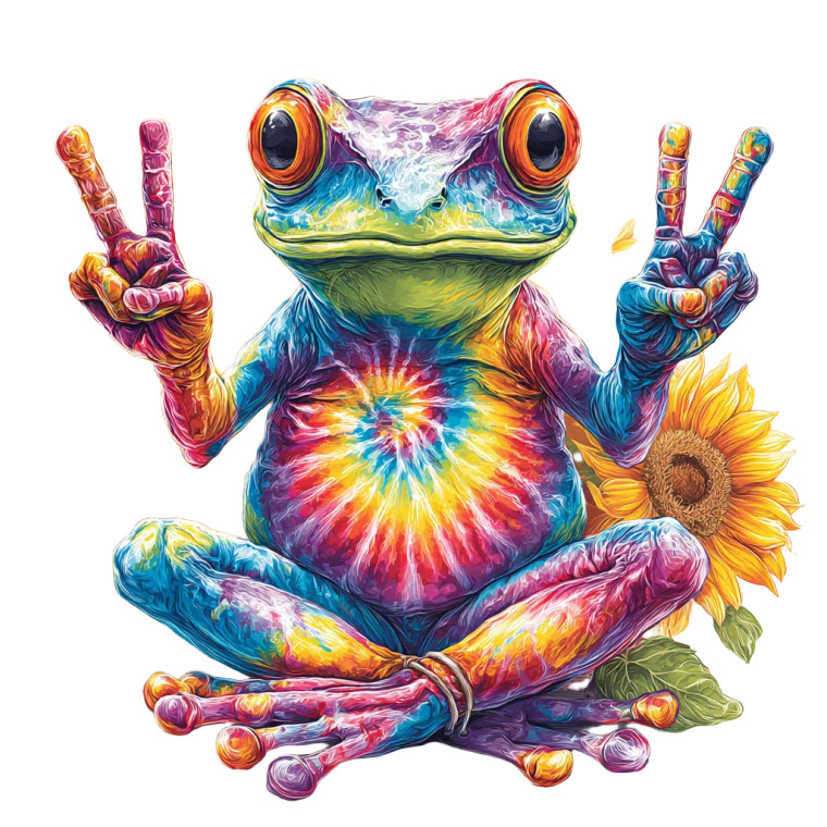 Psychedelic Meditating Frog Vinyl Car Decal Sticker – Waterproof & UV-Resistant 3.4133333333333336"