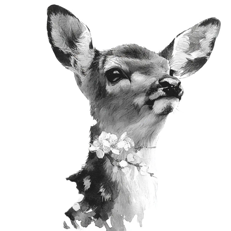Ink Wash Deer Vinyl Car Decal Sticker – Waterproof & UV-Resistant 3.4133333333333336"