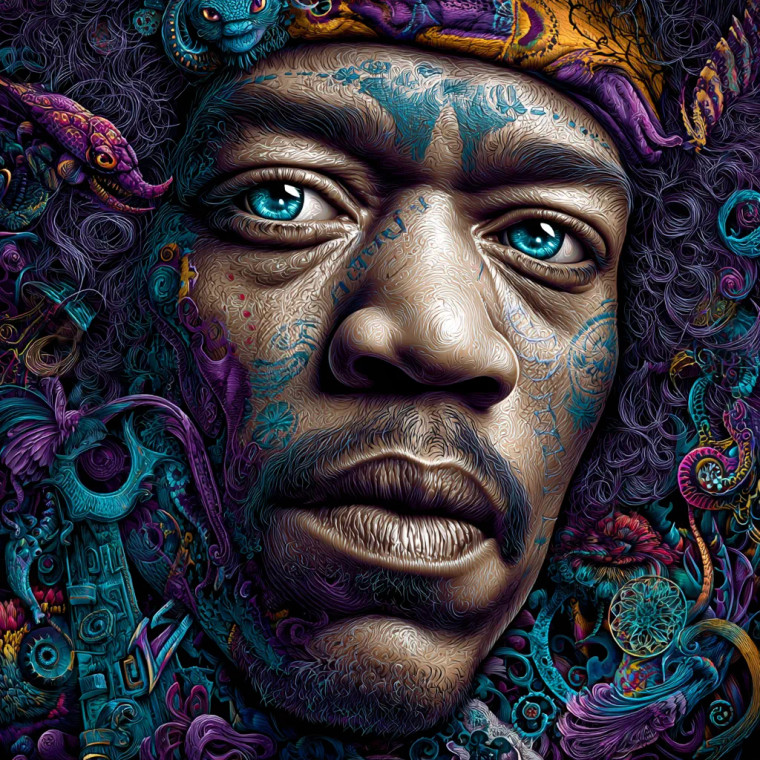 Psychedelic Hendrix V2 Vinyl Car Decal Sticker – Waterproof & UV-Resistant 3.4133333333333336"