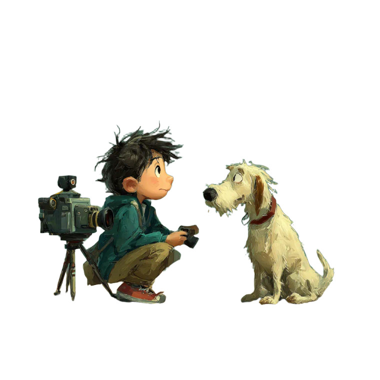 Boy With Dog V4 Vinyl Car Decal Sticker – Waterproof & UV-Resistant 3.4133333333333336"
