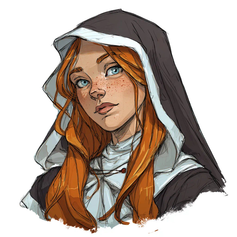 Ginger Nun Portrait Vinyl Car Decal Sticker – Waterproof & UV-Resistant 6.826666666666667"