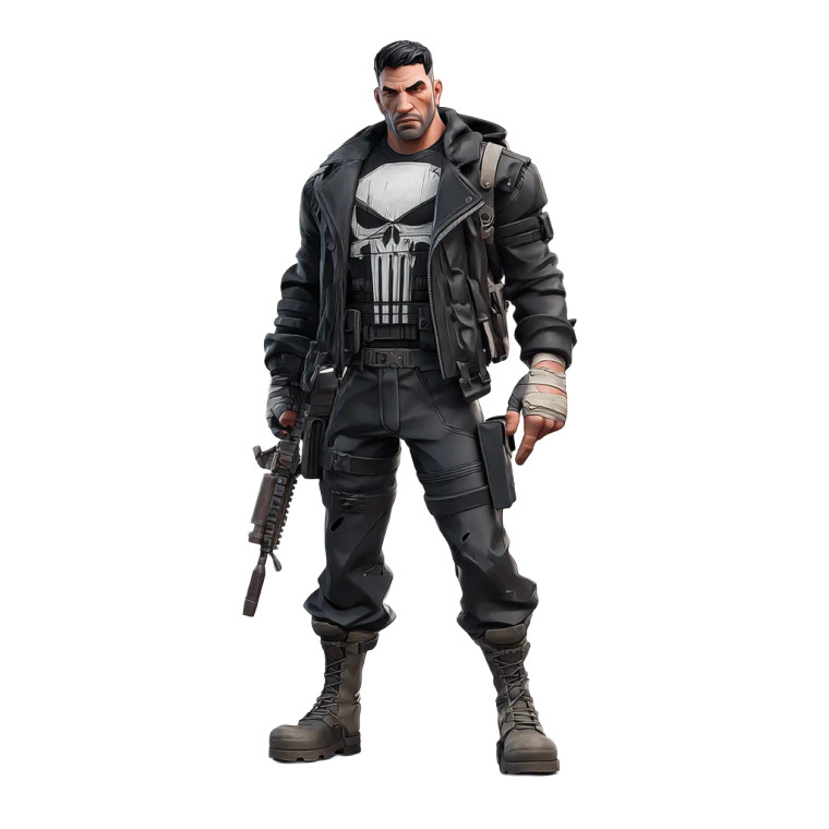 Punisher Fortnite Character Vinyl Car Decal Sticker – Waterproof & UV-Resistant 3.4133333333333336"
