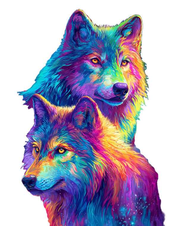 Galactic Wolf Duo Vinyl Car Decal Sticker – Waterproof & UV-Resistant 8.213333333333333"