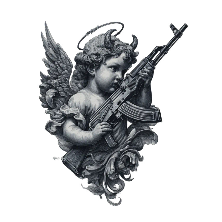 Demonic Cherub Tattoo Vinyl Car Decal Sticker – Waterproof & UV-Resistant 3.4133333333333336" Demonic Cherub Tattoo Vinyl Car Decal Sticker – Waterproof & UV-Resistant 3.4133333333333336"