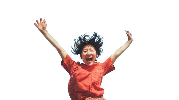 Joyful Jumping Woman Vinyl Car Decal Sticker – Waterproof & UV-Resistant 5.4