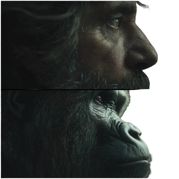 Man And Gorilla Vinyl Car Decal Sticker – Waterproof & UV-Resistant 3.4133333333333336"