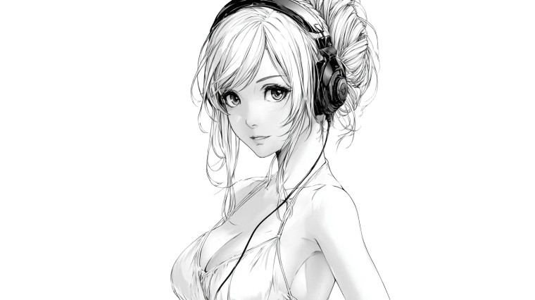 Anime Girl Headset V2 Vinyl Car Decal Sticker – Waterproof & UV-Resistant 2.72"