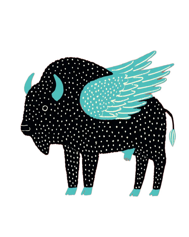 Cartoon Bison Art Vinyl Car Decal Sticker – Waterproof & UV-Resistant 4.0"