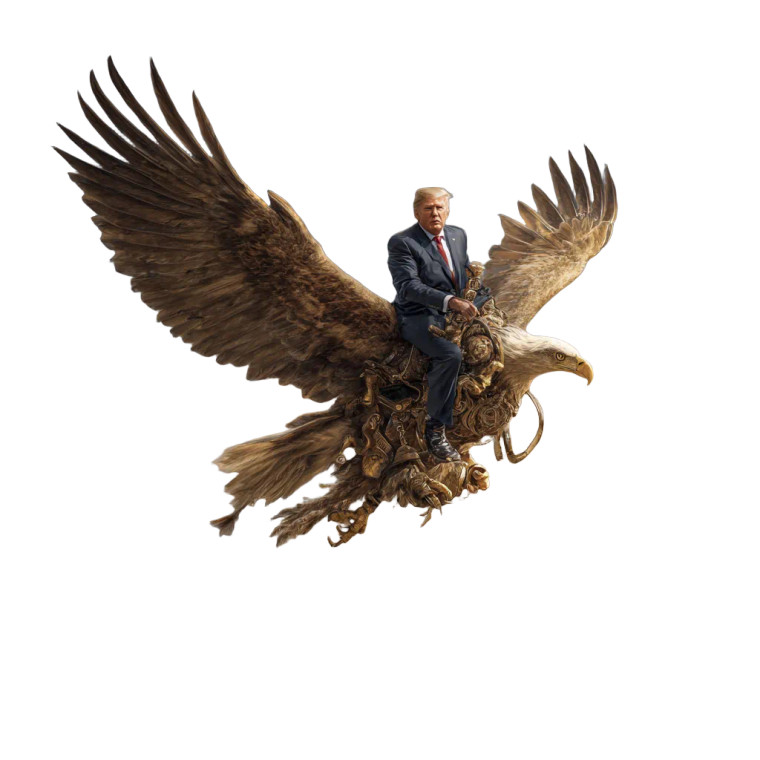 Trump On Eagle Vinyl Car Decal Sticker – Waterproof & UV-Resistant 3.4133333333333336"