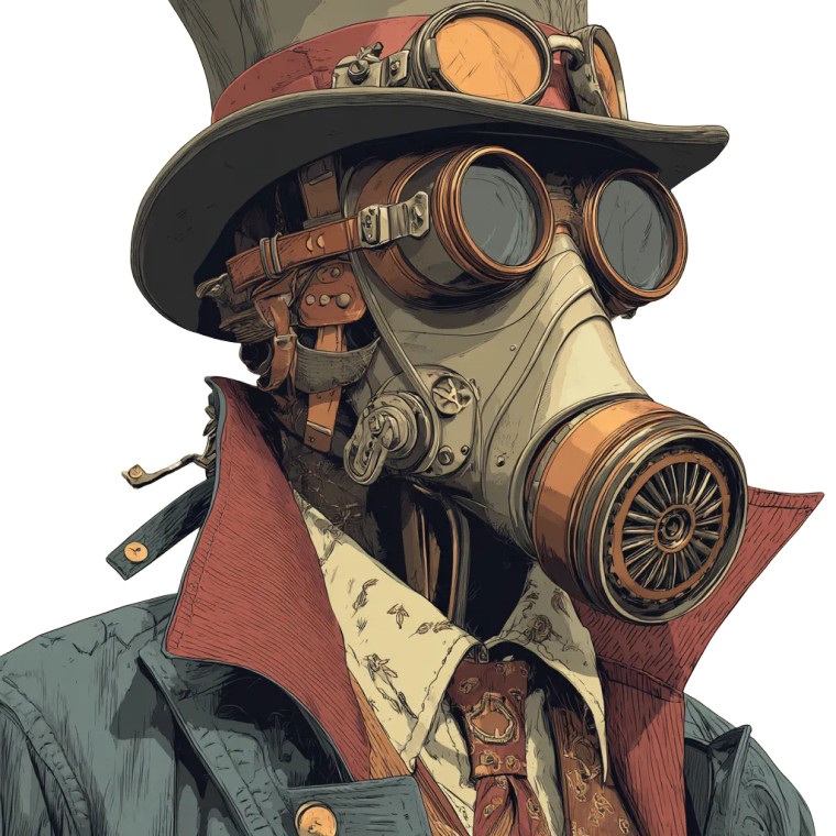 Steampunk Character Vinyl Car Decal Sticker – Waterproof & UV-Resistant 3.4133333333333336"