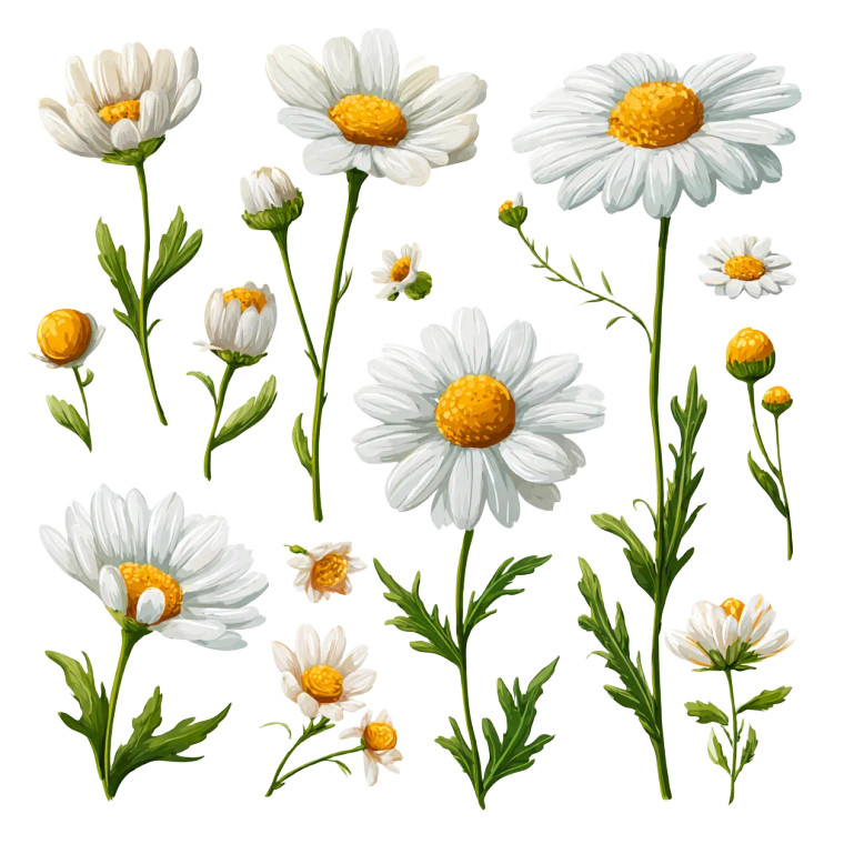 Chamomile Vector Vinyl Car Decal Sticker – Waterproof & UV-Resistant 3.4133333333333336"