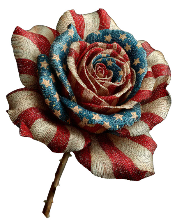 Patriotic Rose Art Vinyl Car Decal Sticker – Waterproof & UV-Resistant 8.0"