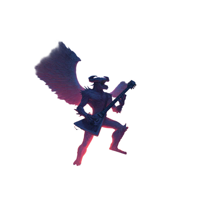 Evil Demon Guitarist Vinyl Car Decal Sticker – Waterproof & UV-Resistant 3.4133333333333336"