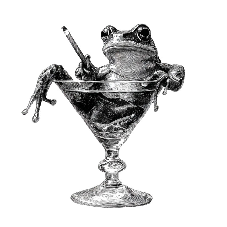 Frog In Martini Vinyl Car Decal Sticker – Waterproof & UV-Resistant 3.4133333333333336"